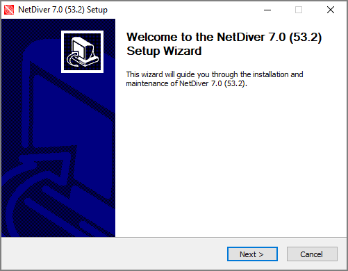 The NetDiver Setup Wizard window.